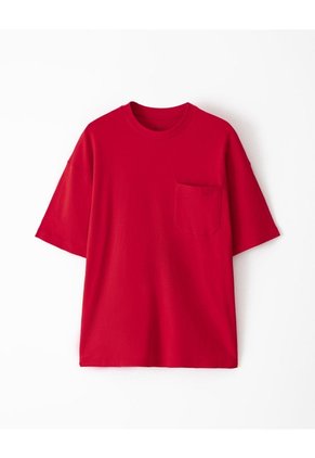 Camiseta Oversize Algodón Roja Hombre Rojo