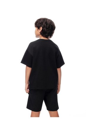 Camiseta Regular Algodón Negra Niño Negro