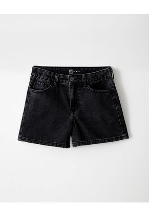 Short Tiro Medio Denim Negro Niña Azul