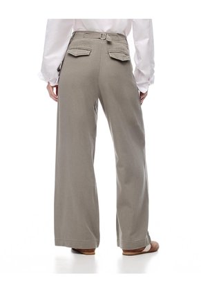 Pantalón Wide Leg Tiro Alto Denim Verde Mujer Verde