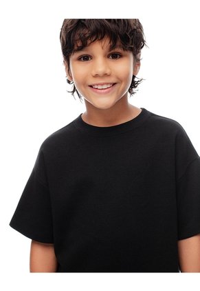 Camiseta Regular Algodón Negra Niño Negro