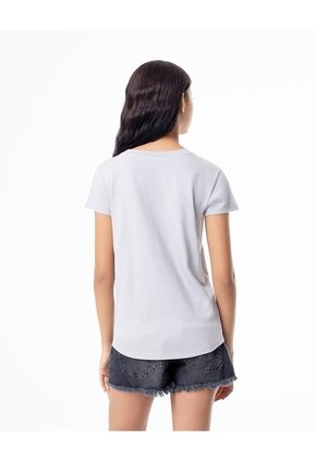 Camiseta Regular Algodón Gris Estampada Mujer Gris