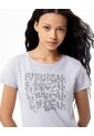 Camiseta Regular Algodón Gris Estampada Mujer Gris de Gef