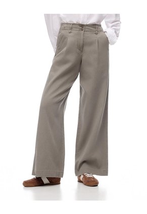 Pantalón Wide Leg Tiro Alto Denim Verde Mujer Verde