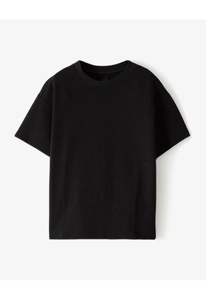 Camiseta Regular Algodón Negra Niño Negro