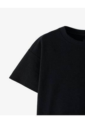 Camiseta Regular Algodón Negra Niño Negro