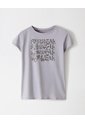 Camiseta Regular Algodón Gris Estampada Mujer Gris de Gef
