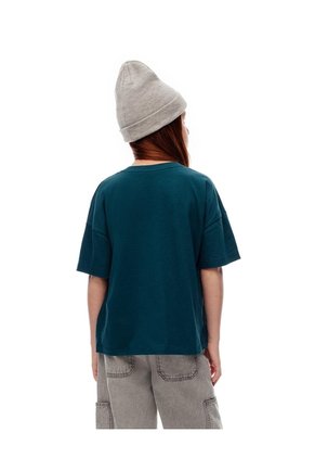 Camiseta Oversize Algodón Verde Estampada Niña Verde