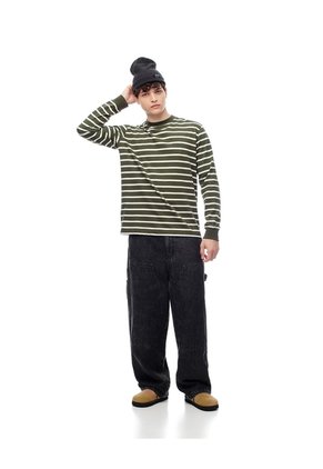 Camibuzo Regular Algodón Rayas Hombre Verde