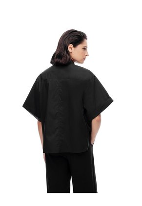 Camisa Manga Corta Oversize Algodón Negra Mujer Negro