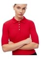 Polo Slim Tejido De Punto Algodón Roja Mujer Rojo de Gef