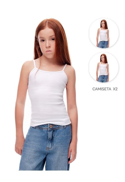 Camisilla Slim Algodón X2unds Niña Blanco