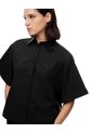 Camisa Manga Corta Oversize Algodón Negra Mujer Negro de Gef