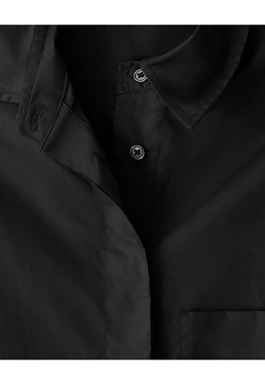 Camisa Manga Corta Oversize Algodón Negra Mujer Negro