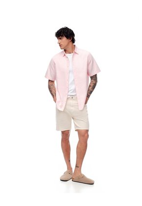 Camisa Manga Corta Regular Algodón Rosa Hombre Rosa