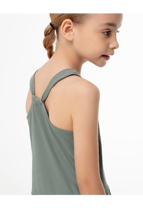 Vestido Corto Algodón Verde Niña Verde