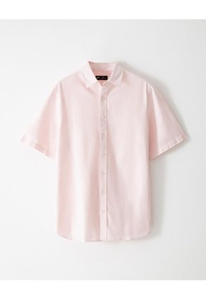 Camisa Manga Corta Regular Algodón Rosa Hombre Rosa
