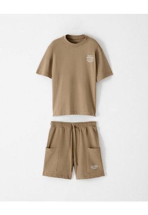 Conjunto Camiseta + Bermuda Habano Niño Marron