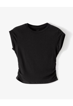 Camiseta Crop Slim Negra Mujer Negro