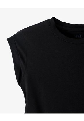 Camiseta Crop Slim Negra Mujer Negro