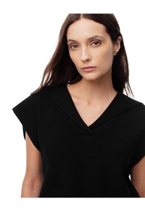 Chaleco Oversize Tejido Negro Mujer Negro