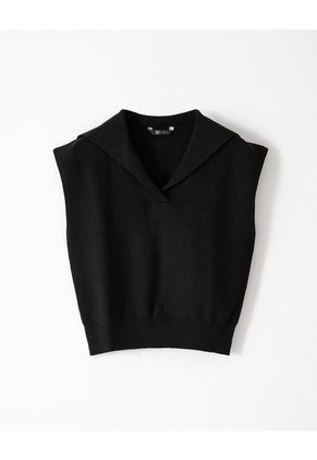 Chaleco Oversize Tejido Negro Mujer Negro