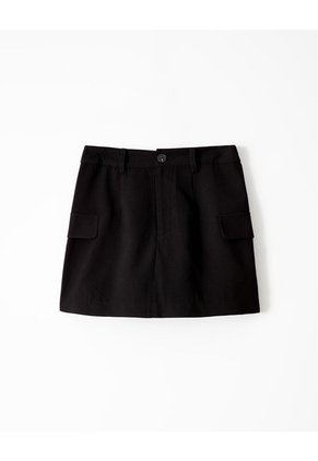 Falda Short Tiro Alto Negra Mujer Negro