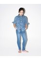 Jean Skinny Tiro Medio Elástico Interno 100% Algodón índigo Medio Niña Azul Oscuro de Gef