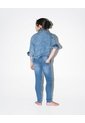 Jean Skinny Tiro Medio Elástico Interno 100% Algodón índigo Medio Niña Azul Oscuro de Gef