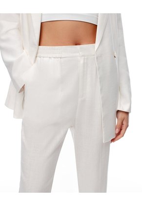 Pantalón Regular Alto Blanco Mujer Blanco