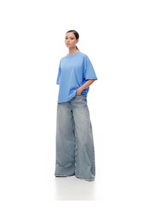 Camiseta Oversize Algodón Azul Mujer Azul