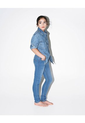 Jean Skinny Tiro Medio Elástico Interno 100% Algodón índigo Medio Niña Azul Oscuro