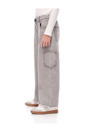 Jean Cargo Tiro Medio Gris Niña Azul