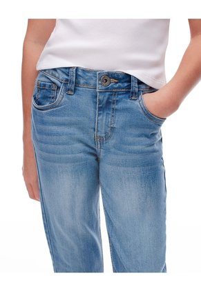 Jean Skinny Tiro Medio Elástico Interno 100% Algodón índigo Medio Niña Azul Oscuro