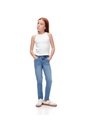 Jean Skinny Tiro Medio Elástico Interno 100% Algodón índigo Medio Niña Azul Oscuro de Gef