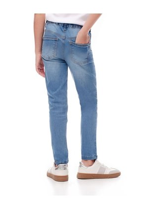 Jean Skinny Tiro Medio Elástico Interno 100% Algodón índigo Medio Niña Azul Oscuro