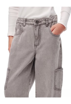Jean Cargo Tiro Medio Gris Niña Azul
