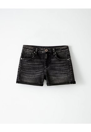 Short Tiro Medio Denim Gris Mujer Azul