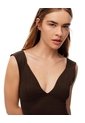 Crop Top Slim Algodón Chocolate Mujer Chocolate de Gef