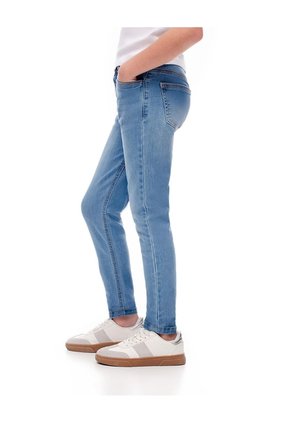 Jean Skinny Tiro Medio Elástico Interno 100% Algodón índigo Medio Niña Azul Oscuro
