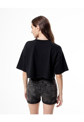 Short Tiro Medio Denim Gris Mujer Azul