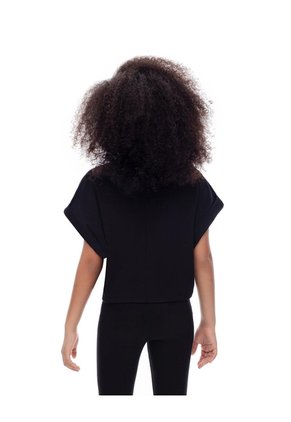 Camiseta Regular Algodón Negra Estampada Niña Negro