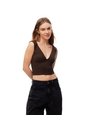Crop Top Slim Algodón Chocolate Mujer Chocolate de Gef