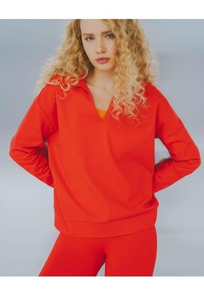 Camibuzo Tipo Polo Oversize Rojo Mujer Rojo