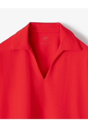 Camibuzo Tipo Polo Oversize Rojo Mujer Rojo