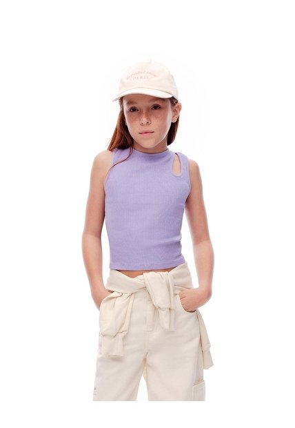 Camiseta Esqueleto Slim Rib Algodón Lavanda Niña Lavanda