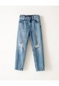 Jean Mom Tiro Medio índigo Medio Niña Azul Oscuro de Gef