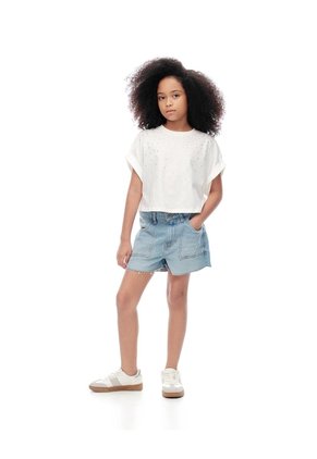 Camiseta Regular Algodón Blanca Niña Blanco