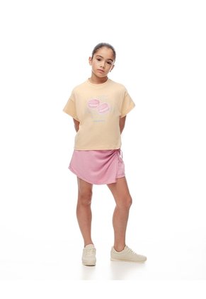 Camiseta Regular Algodón Amarilla Estampada Niña Amarillo