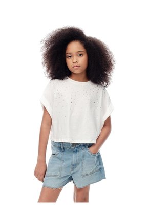 Camiseta Regular Algodón Blanca Niña Blanco